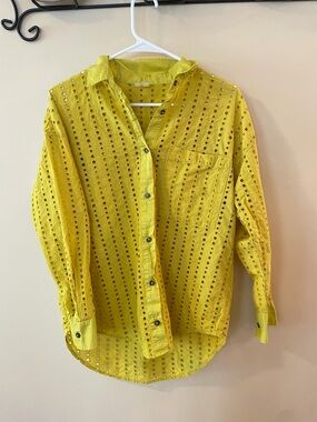 Calia eyelet button down cover up shirt